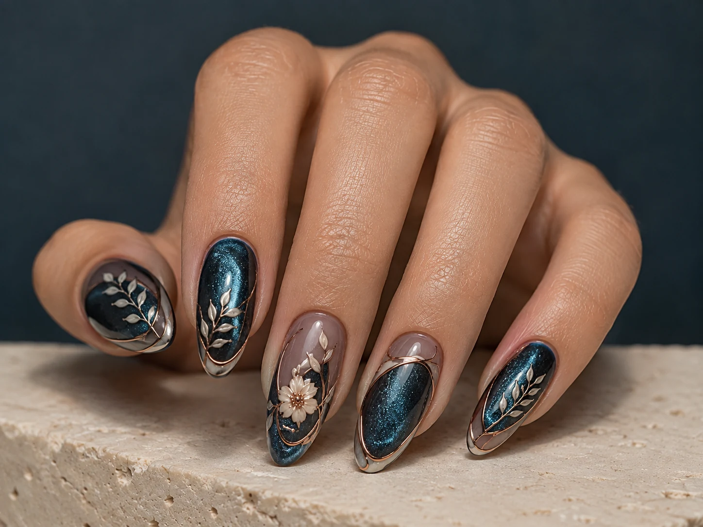 Editorial image of a finished sculpted nail design representing the planned Dual Form service
