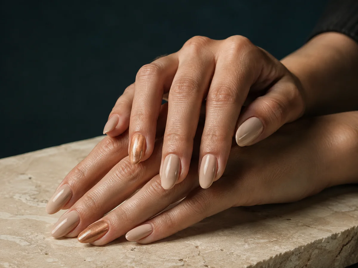 Editorial image of a refined neutral nail enhancement representing the planned Tap Gel service